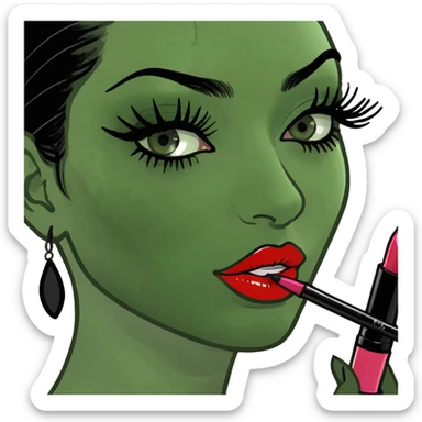 Smiley face with nails and lipstick and eyeliner and eyelashes sticker