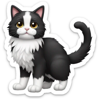 Cute cartoon full body fluffy tuxedo cat sticker