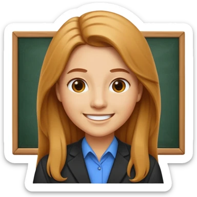teacher emoji long caramel hair light skin sticker
