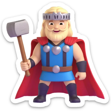 cute thor superhero with hammer smiling for children sticker