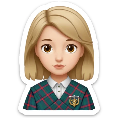 female with scottish attire and dark blonde hair sticker