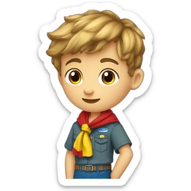Scout boy with a RED ans YELLOW knotted scarf ans à blue scout shirt sticker
