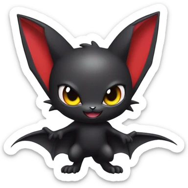 Cool Cute Edgy Dark Black Red Batty Chibi Noibat-Cat-Pokémon-Fakémon-hybrid sticker