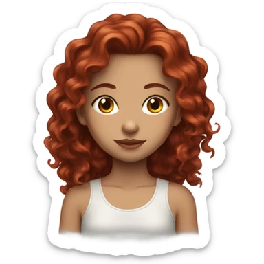 dark red wavy hair with amber eyes girl sticker
