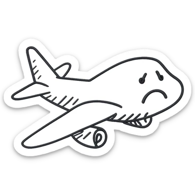 sad black airplane logo, hand-drawn outline, suitable for a program sticker