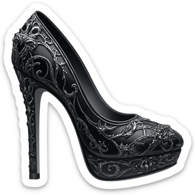 breathtaking illustration of Whimigothic aesthetic vibe of an isolated, extremely detailed hyper-detailed 10 inch stiletto high heels, side view, 16k hd, professional quailty, 600 dpi, sticker