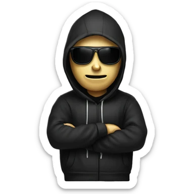 Skeleton programmer in black hoodie with sunglasses sticker