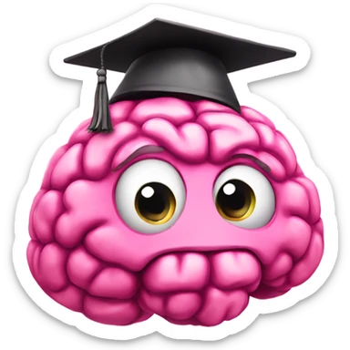 pink brain in a pink graduation hat, do not put face on brain sticker