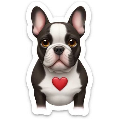 French bulldog in a heart sticker