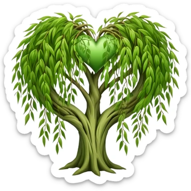 weeping willow tree hugging a heart sticker