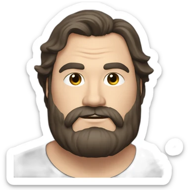 Man with long black hair and beard, Caucasian, looks like Jack Black, wearing black shirt, with a black cat in his arms sticker
