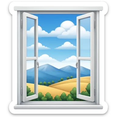 generate white open window with exterior background sticker