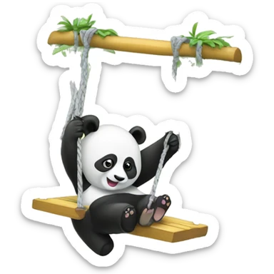 Panda swinging on a swing set sticker