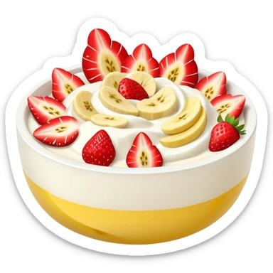Yogurt bowl with strawberries and banana pieces sticker