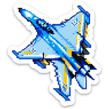 Ukrainian Su-27 fighter jet with blue and yellow national colors, airforce sticker