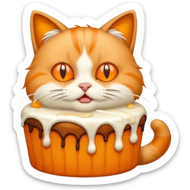 Cat vomiting because of eating cake sticker