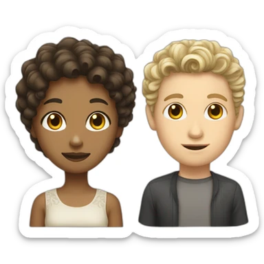 Indonesian girl and white man with curly hair sticker