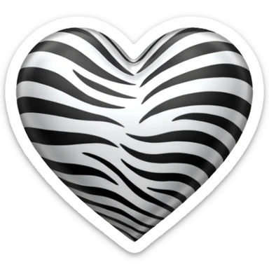 White satin heart like zebra style sticker