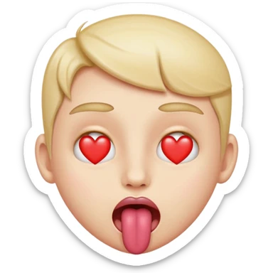 heart eyes with tongue sticking out sticker