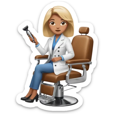 woman hairdresser chair sticker