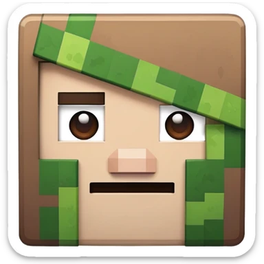 Minecraft character with a creeper face sticker