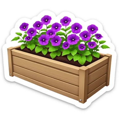 minimal flower bed in a rectangular wooden planter sticker
