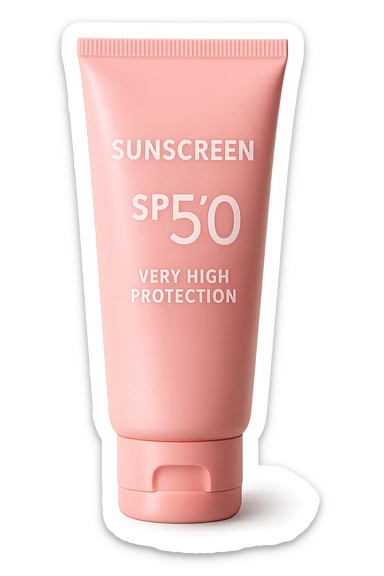 pink sunscreen tube sticker