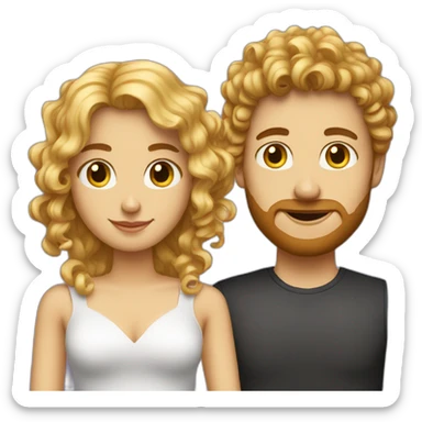 a couple of a blond curly girl with marronhaired man sticker