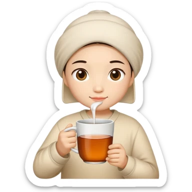 cute bao drinking cup of tea in hand sticker