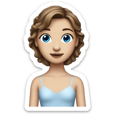 Ballerina with brown hair and blue eyes sticker
