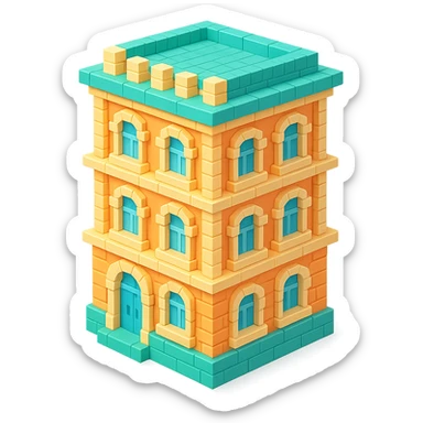 old Saint Petersburg building, classic architecture, ornate facade, pastel colors, isometric view sticker