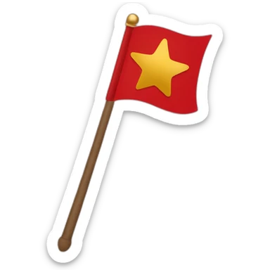 Flag with a red background and a golden Hammer and a golden circle with a golden star on the top sticker