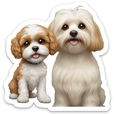 Cavapoo next to a shitzu  sticker