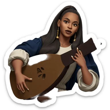 dark-skinned girl with lute sticker