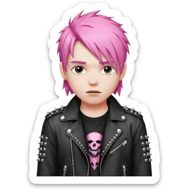 pink haired metalhead boy sticker