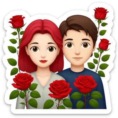 Kai and Gerda by the rose bush sticker