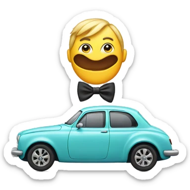 car with a bow tie sticker