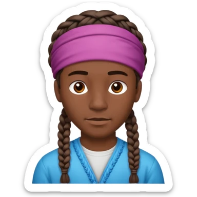 big lose braided man face wiith big visible braids and headband on head sticker