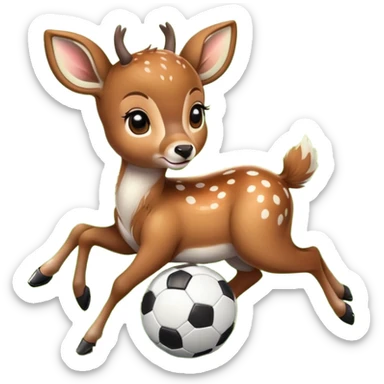 Baby deer playing soccer sticker