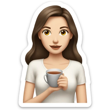 white Girl with brown eyes and brunette hair sipping tea sticker