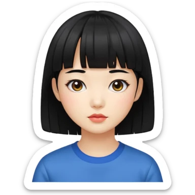 Short hair black bang Korean girl sticker