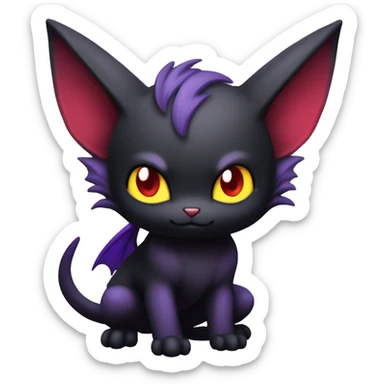 Cool Cute Edgy Dark Black Red Purple Batty Chibi Noibat-Cat-Pokémon-Fakémon-hybrid sticker