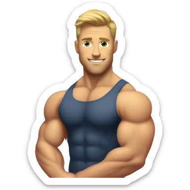 Muscular Caucasian gay bodybuilders in locker room sticker