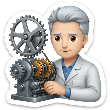 inventor creating a machine sticker