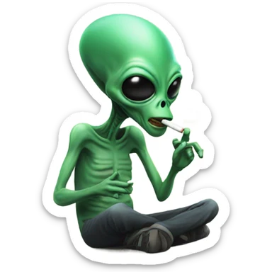Alien smoking cigarettes  sticker