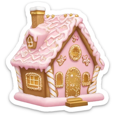 light pink and gold and white gingerbread house sticker
