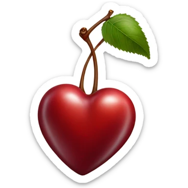 Realistic isolated heart shaped cherry without leaf sticker