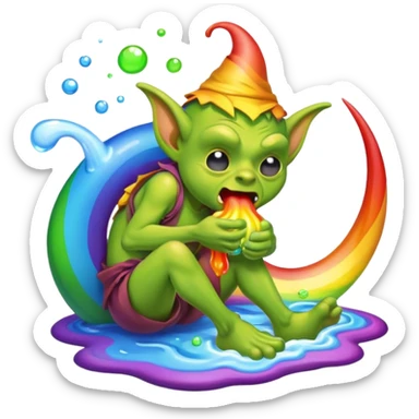 Goblin vomiting rainbow  sticker