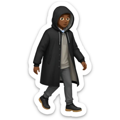 Hooded Street Walker black man  sticker