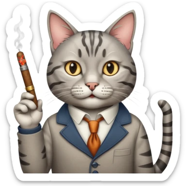 A cat with a cigar with a "classic" hand gesture. sticker